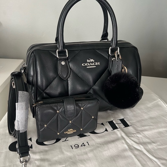 Coach Rowan Satchel with Diamond Quilting with Wallet - Picture 2 of 15